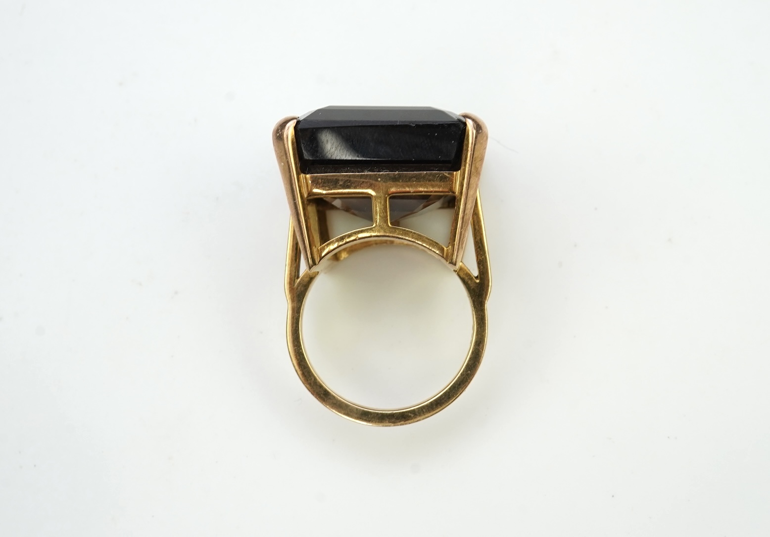 A smoky quartz cocktail ring